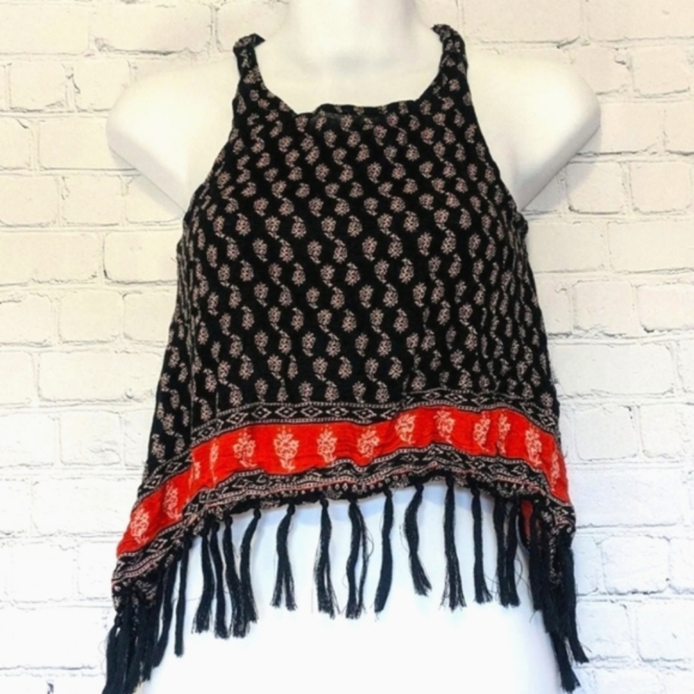 Boho Tassel Fringe Tank Top Women's XS
